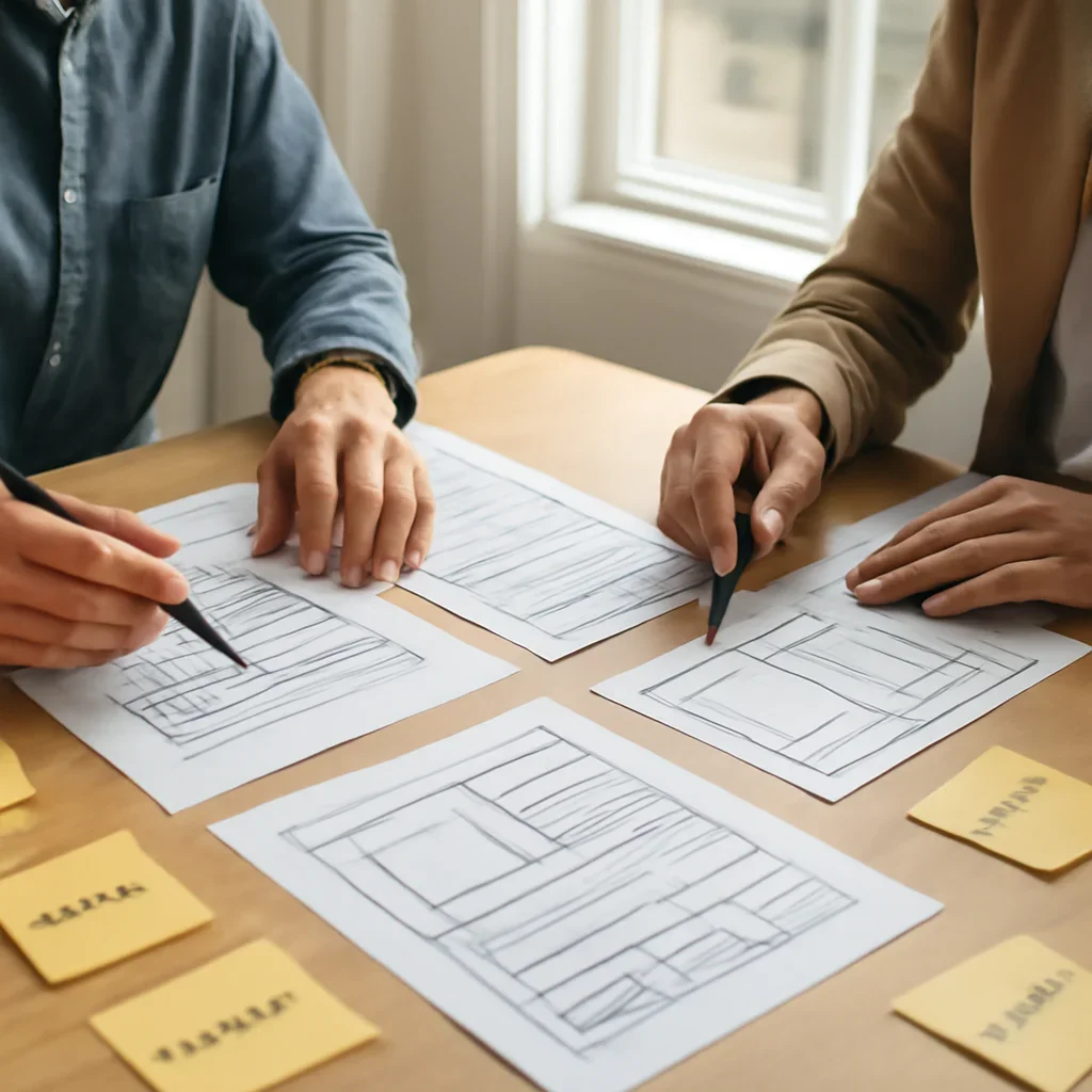Website strategy session with sitemap content hierarchy and conversion planning