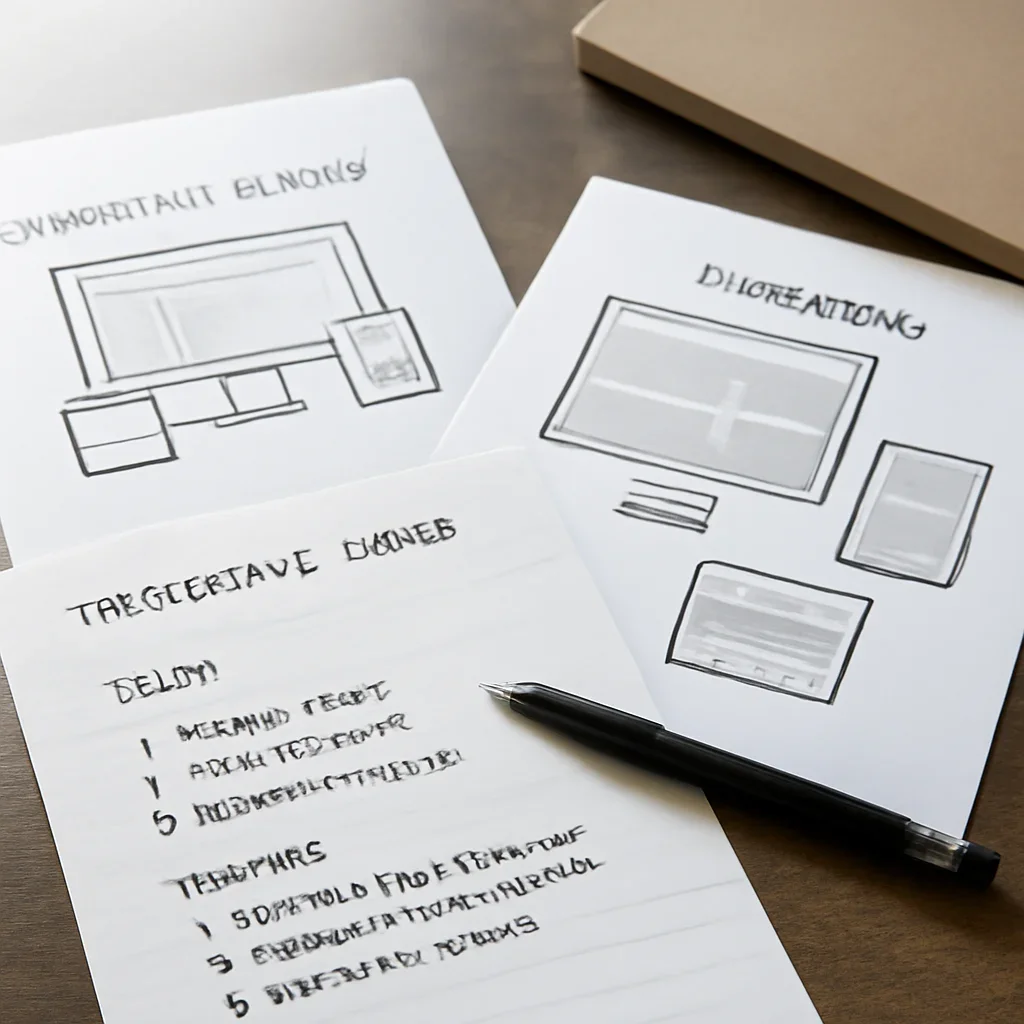 Website strategy notes and examples related to responsive design basics, benefits and examples
