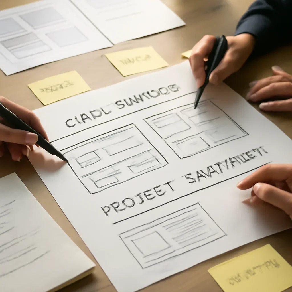 Vancouver web design case study planning session with sitemap, wireframes and content notes