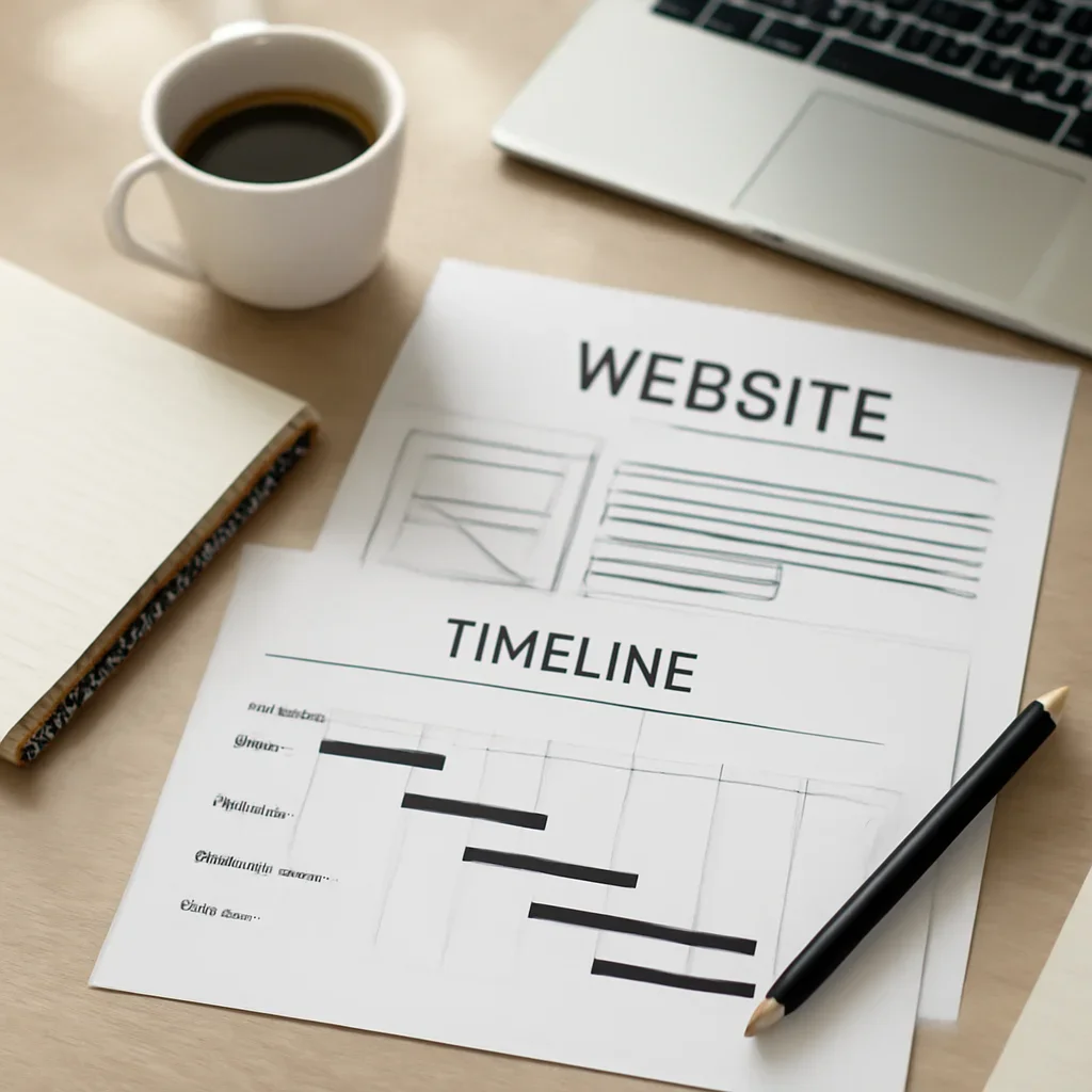 Website planning materials related to timeline expectations for a website project