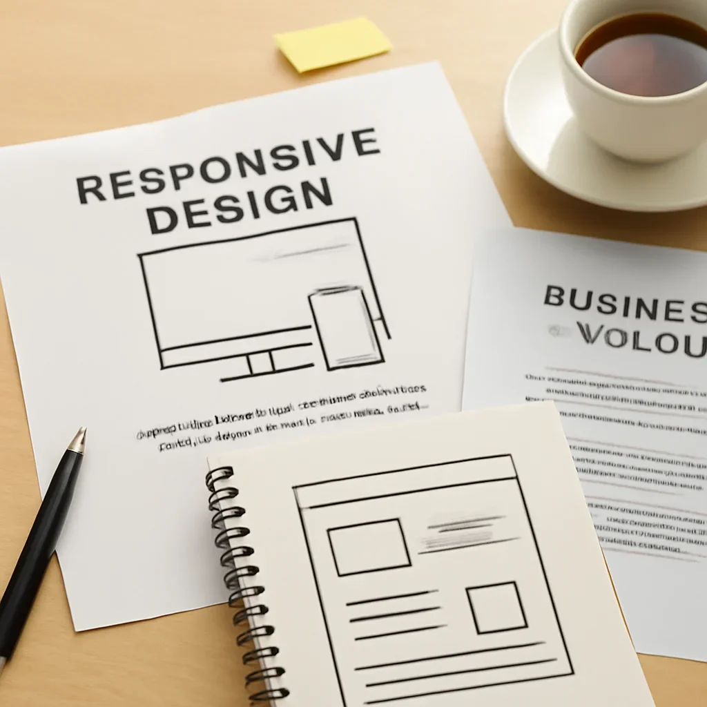 Website planning materials related to definition and business value of responsive design