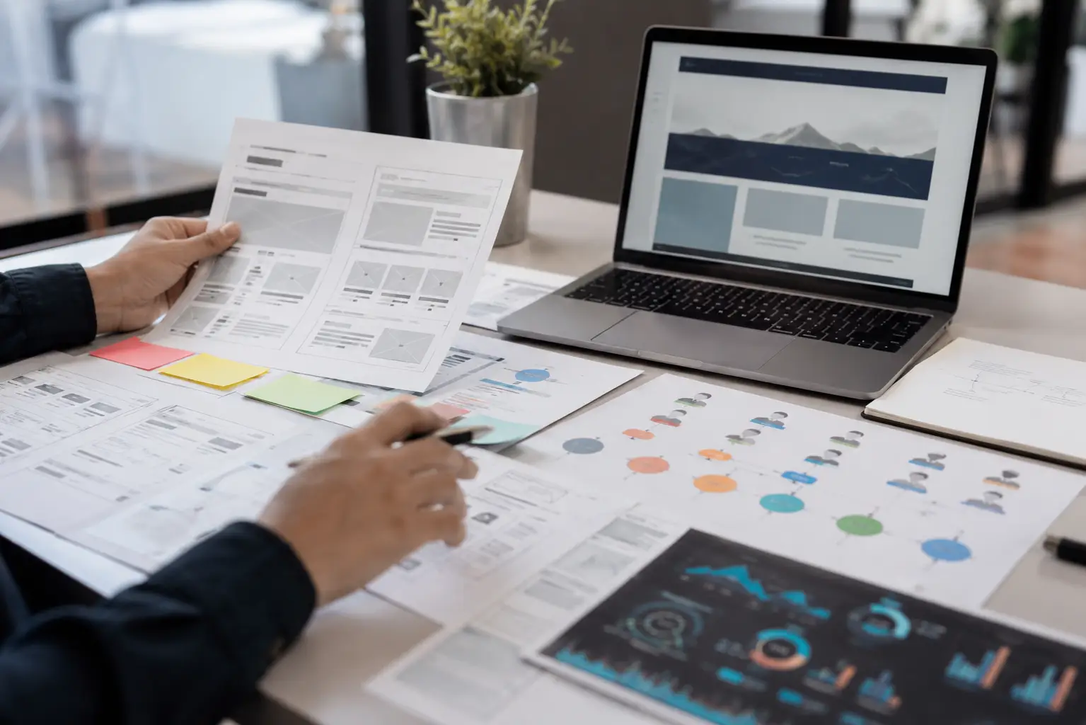 Conversion-focused website planning with page wireframes, customer questions and lead-generation notes
