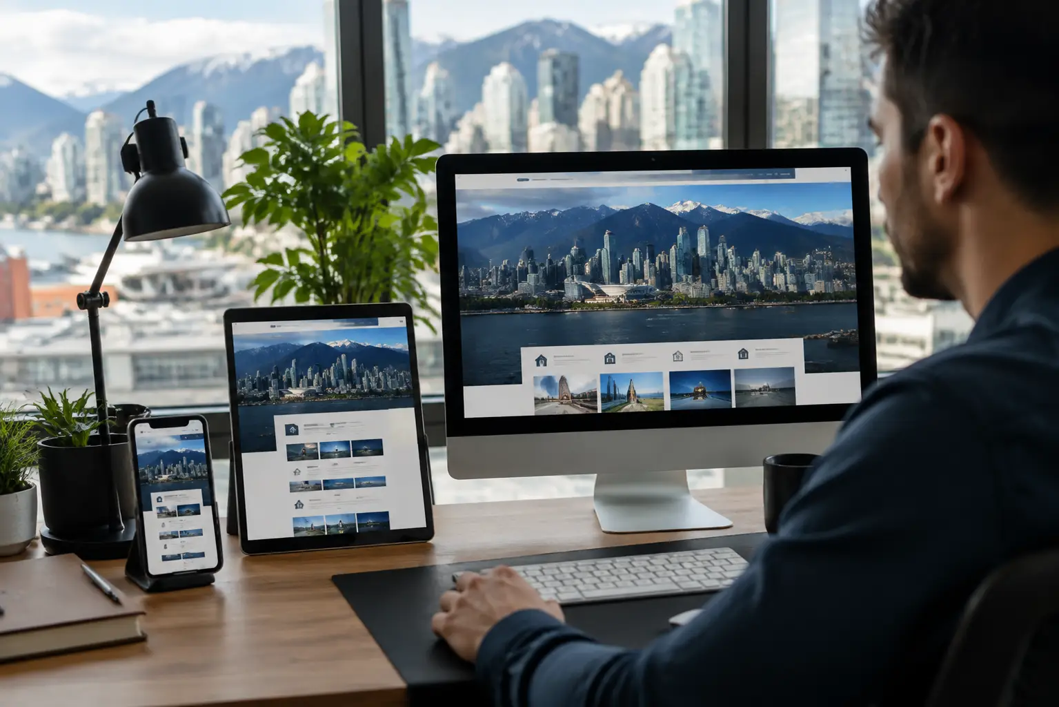 Responsive Vancouver business website shown across phone tablet and desktop screens