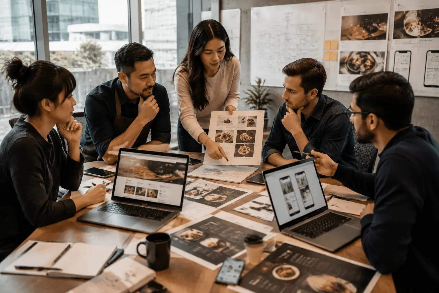 Restaurant web design process covering menu structure, reservations, location information and mobile usability