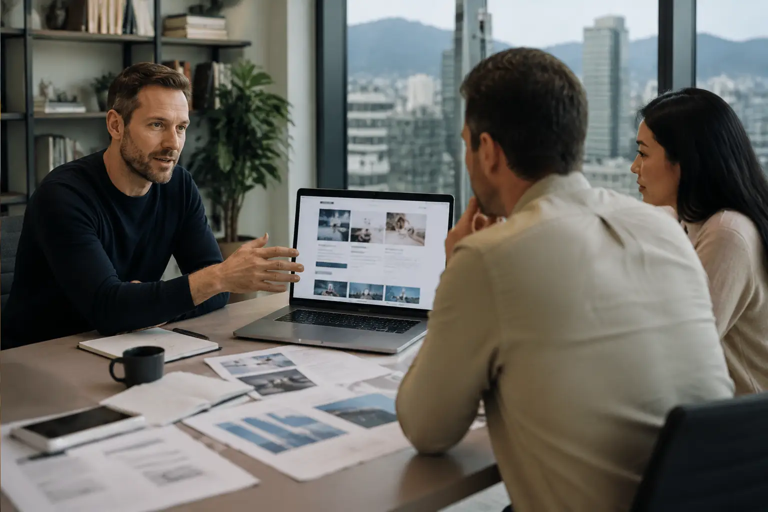 Business team discussing the best website solution for growth