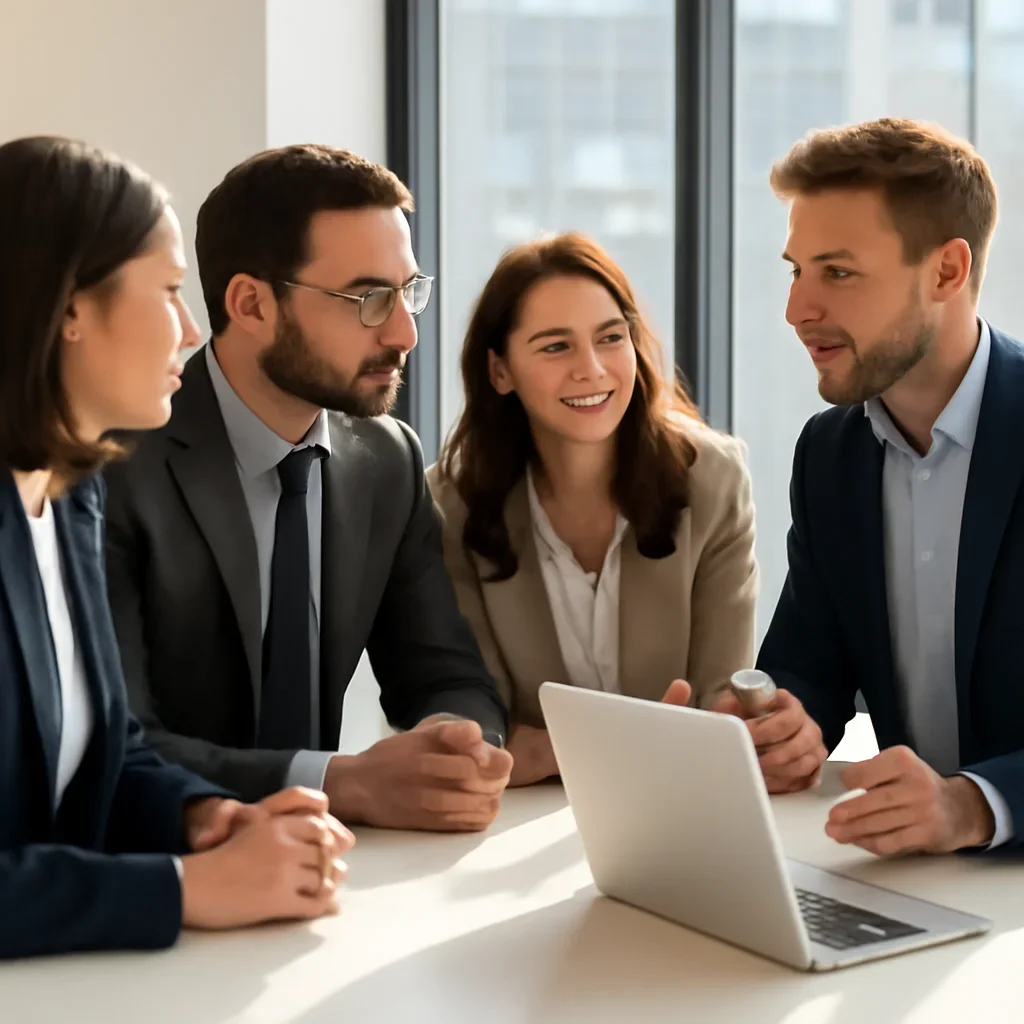 Business team discussing the best website solution for growth