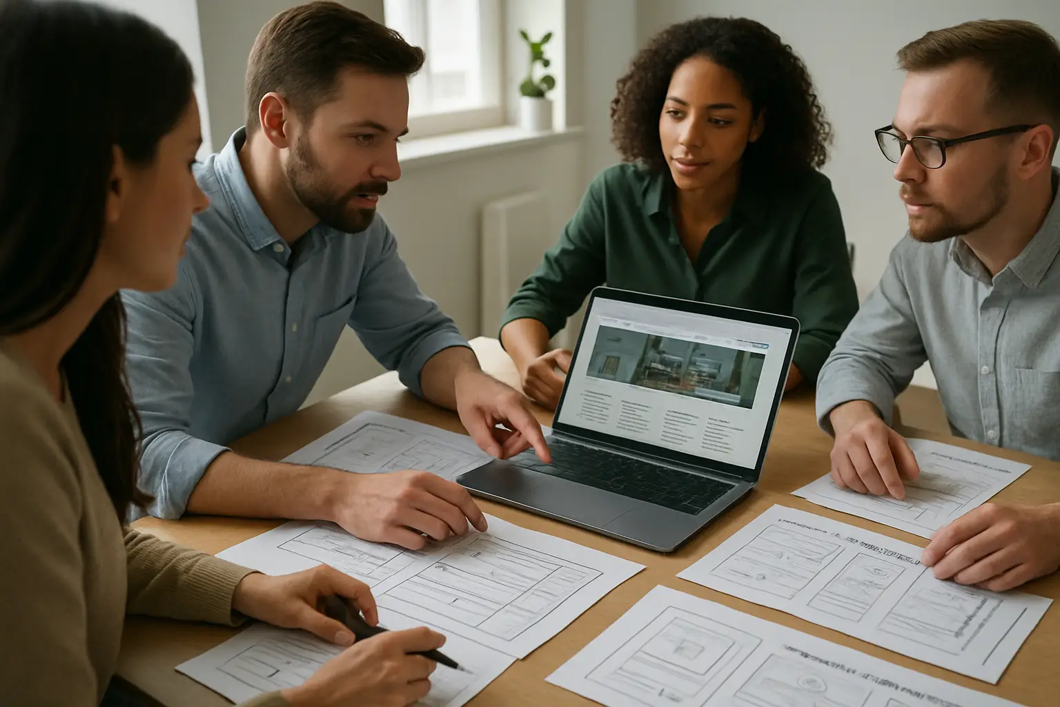 Local Business Web Design for Better Visibility and More Inquiries planning session with page wireframes and content notes