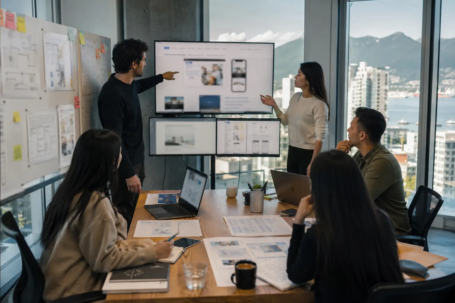 Startup web design process covering validation, page planning, messaging and responsive design