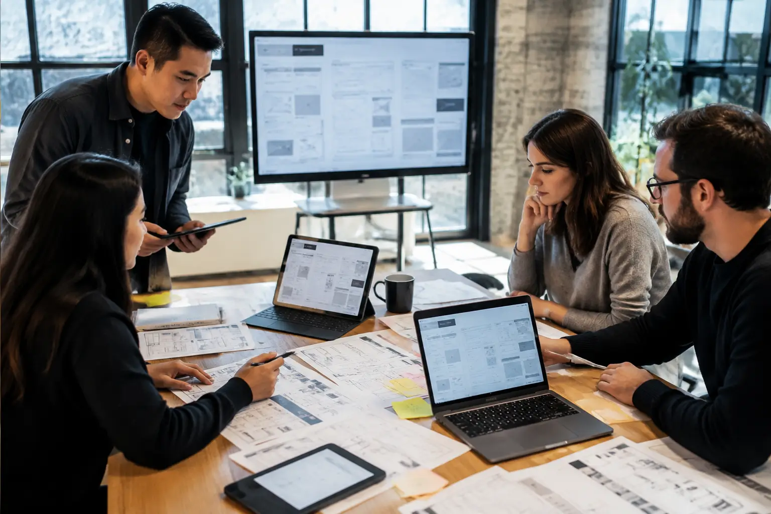 Website Design and Development as One Coordinated Service planning session with page wireframes and content notes