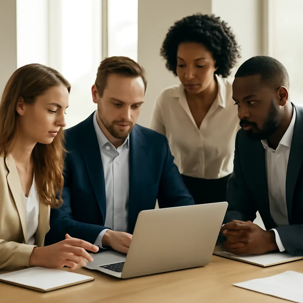 Business team preparing website next steps after reviewing support resources